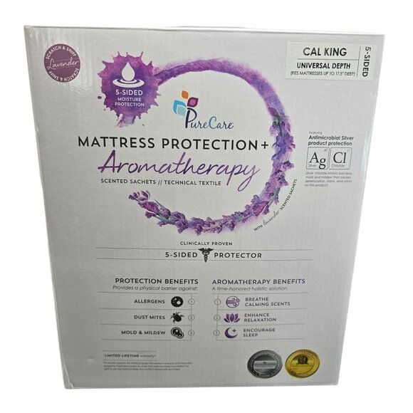 PureCare 5-Sided Cal King Mattress Protector Aromatherapy Universal Depth GG3500 - Picture 1 of 8